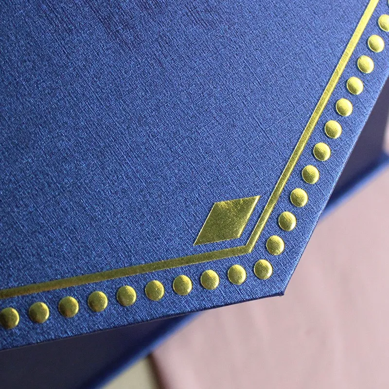 Luxury Blue Textured Paper Wine Box 3